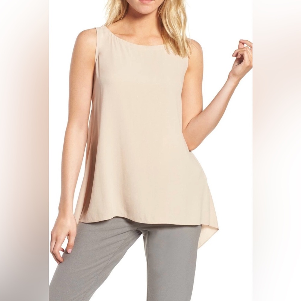 Eileen Fisher Beige Wrap Back Silk Tank Size Small
